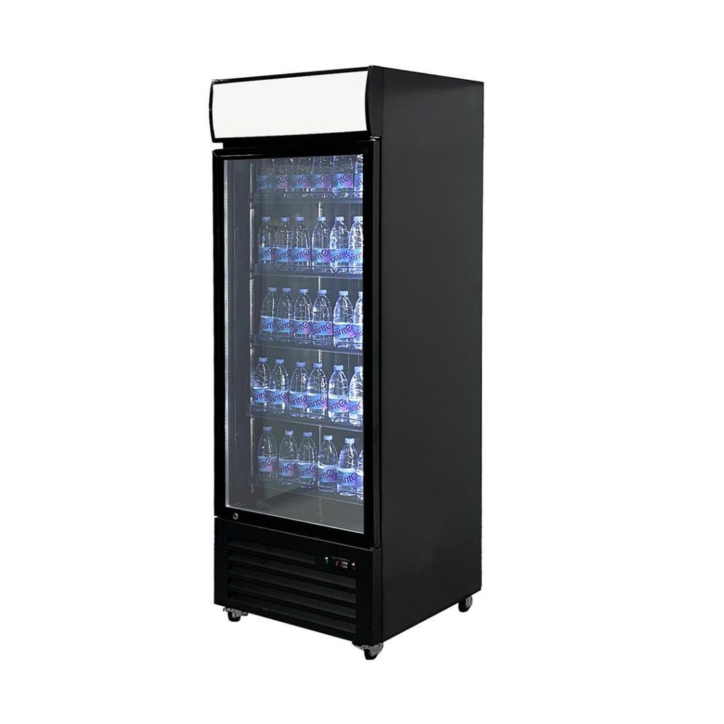 מקרר שתייה שחור עומד דלת זכוכית 450 לW + תאורת L