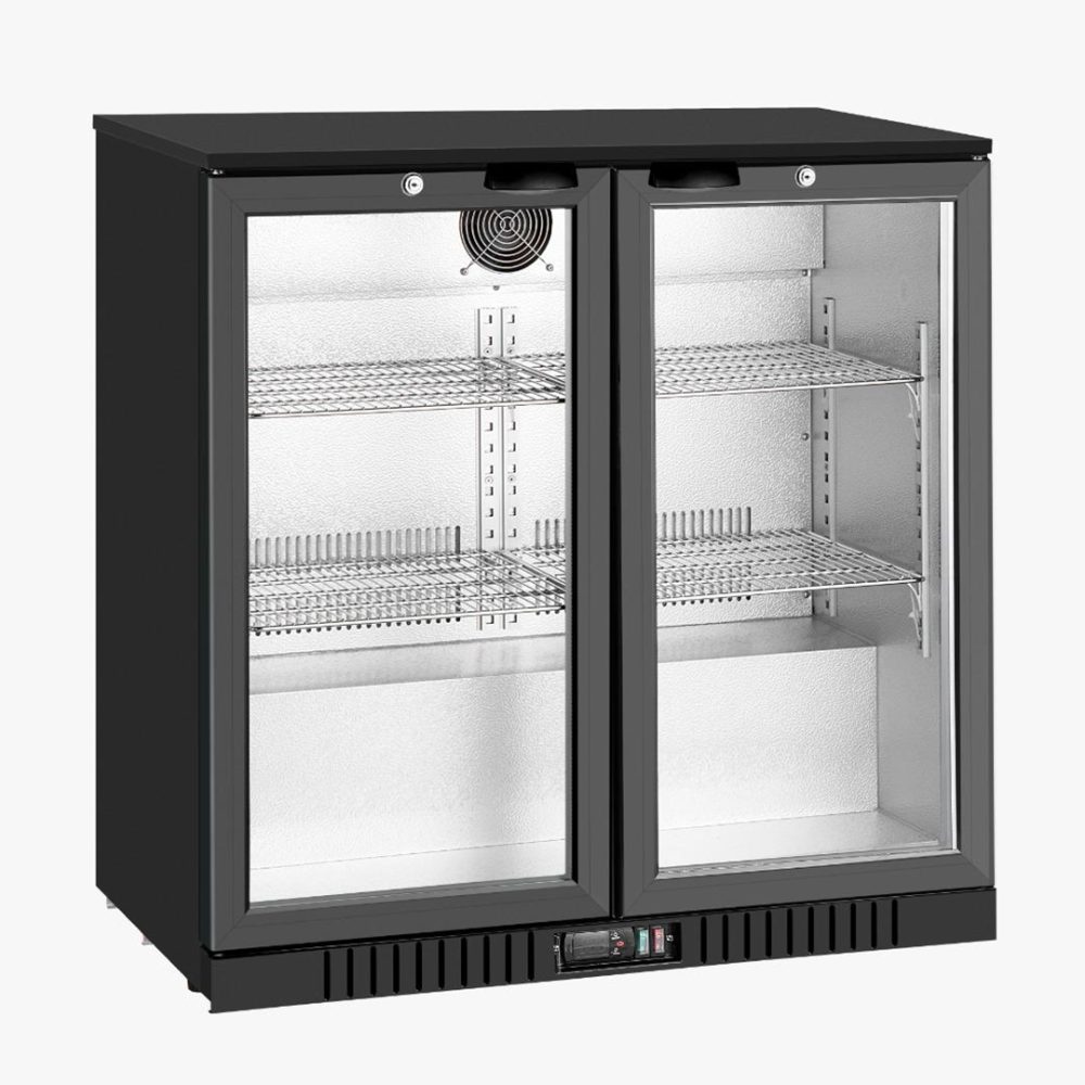 מקרר בר שחור כפול עומד דלת זכוכית 208 ליטר