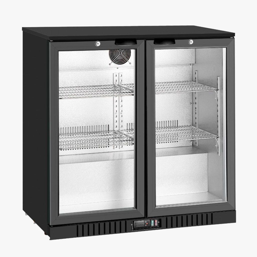 מקרר בר שחור כפול עומד דלת זכוכית 208 ליטר