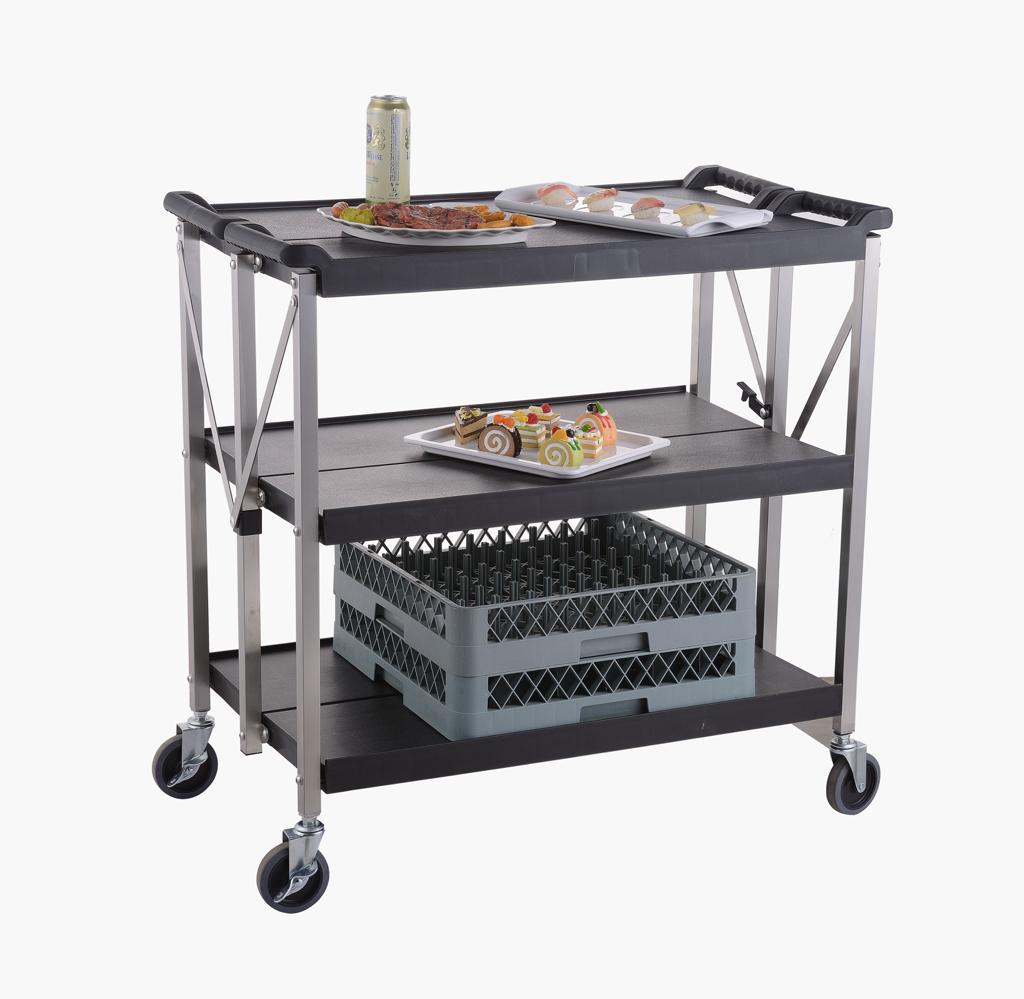 עגלה 3 מדפים מתקפלת פלסטיק