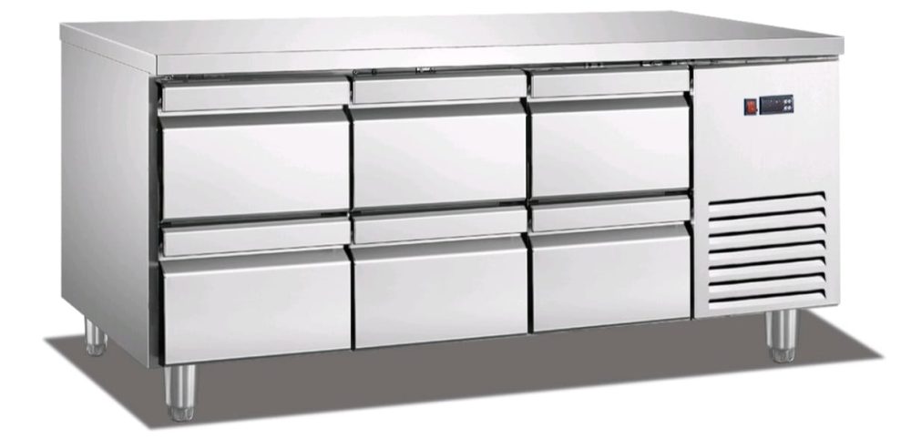 מקרר דלפק נירוסטה 6 מגירות 1800/700/850 מ"מ, 400W, מעלות 2-8