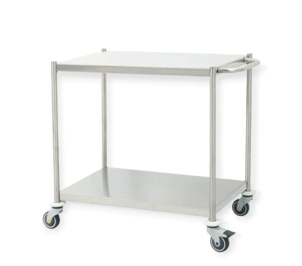 עגלת נירוסטה 120/60/90 ס"מ עם ידית דחיפה