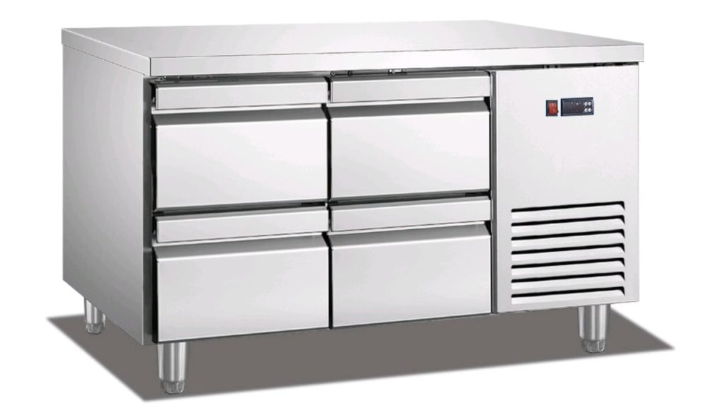 מקרר דלפק נירוסטה 4 מגירות 1200/700/850 מ"מ, 270W, מעלות 2-8