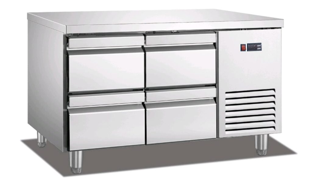 מקרר דלפק נירוסטה 4 מגירות 1200/700/850 מ"מ, 270W, מעלות 2-8