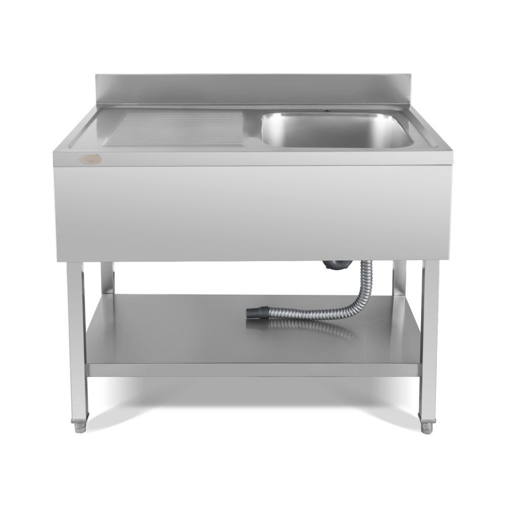 שולחן עבודה נירוסטה עם כיור צד ימין 1 מ׳