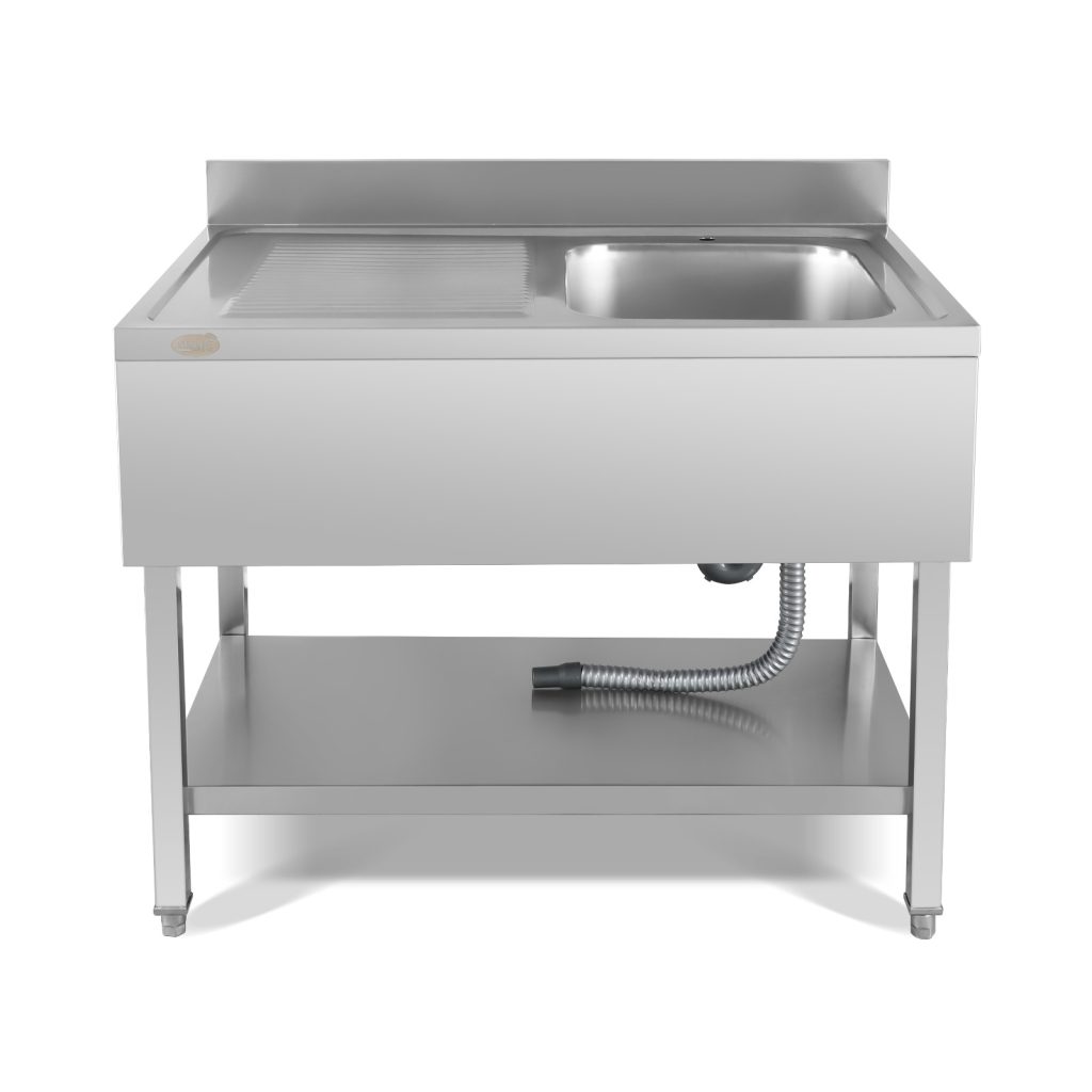 שולחן עבודה נירוסטה עם כיור צד ימין 1 מ׳