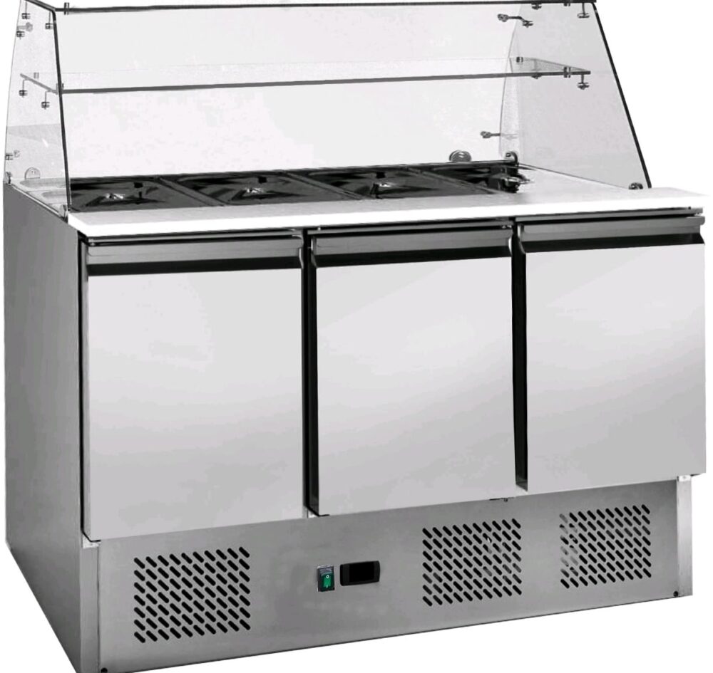 מקרר סלטיה 136 ס”מ רצפתי, 3 דלתות, מידות : רוחב 136 ס”מ, עומק 70 ס”מ, גובה 85 ס”מ / 135 ס”מ