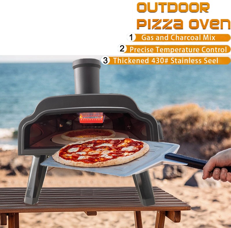 טאבון Delizioso גז 14" עם אבן מסתובבת + סט 4 כלים מתנה