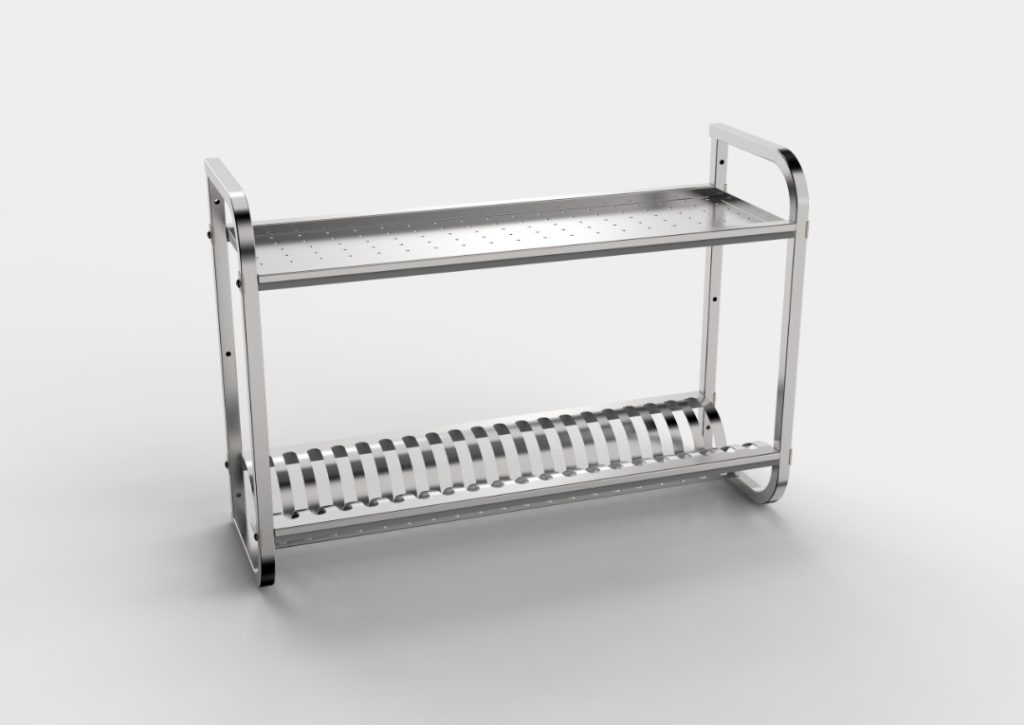 מייבש כלים נירוסטה 304 תעשייתי מדף עליון שטוח לכוסות מדף תחתון לצלחות 700*365*1000 נסליין