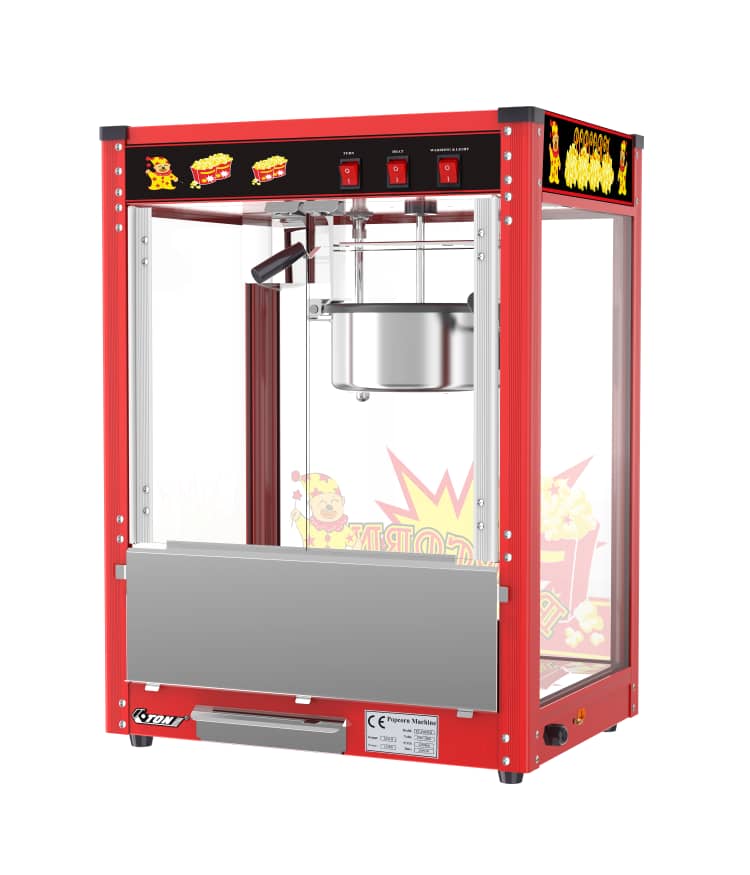 מכונת פופקורן תעשיתית אדומה 150 מנות בשעה