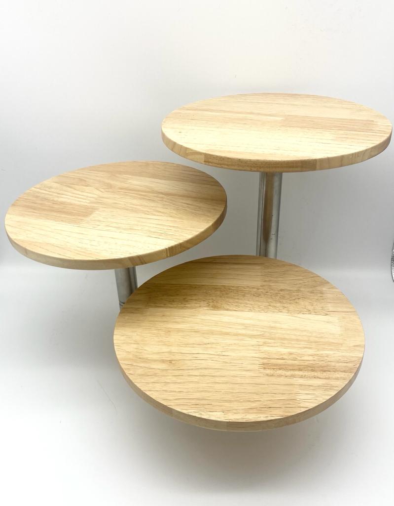 מעמד 3 צלחות עץ מתכוונות