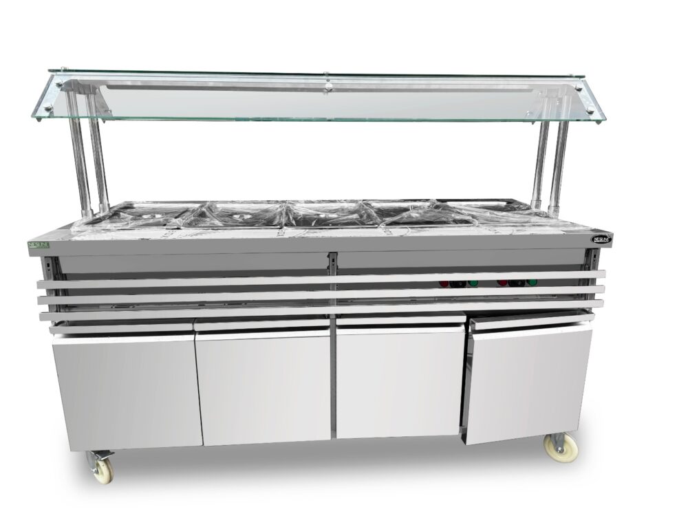 עגלת חימום גסט’ 1/1 5 דלתות 1800/900/1400 מ”מ 30-85 מעלות 1.8KW מגן עיטוש נסליין