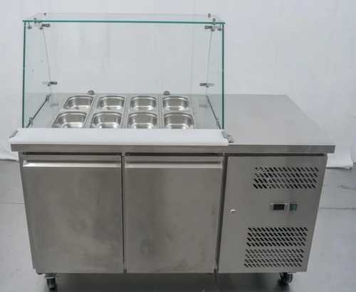 מקרר סלטיה נירוסטה 2 דלתות + זכוכית מעוגלת