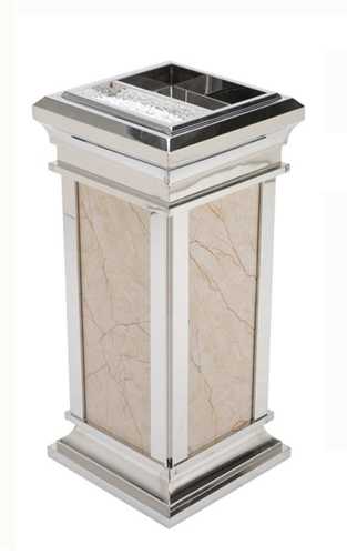 פח מאפרה דמוי שיש מסגרת נירוסטה 30/30/60 ס"מ נסליין