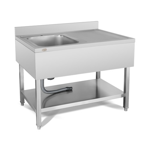 שולחן עבודה נירוסטה 1200/700/850 מ"מ עם כיור שמאל במידות: ‏500/500/250 מ"מ נסליין