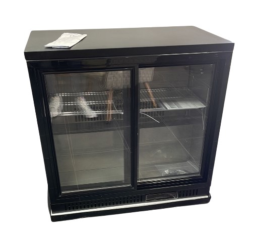 מקרר בר שחור 2 דלתות זכוכית פתיחה (לא הזזה)