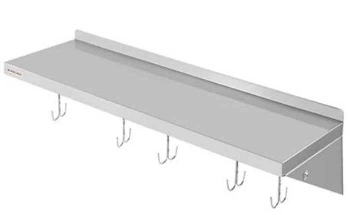 מדף נירוסטה כולל ווי תליה 100/120/150 ס‘‘מ