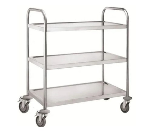 עגלת שירות מנירוסטה 3 קומות תעשייתית