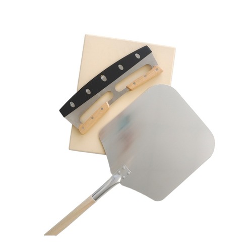 סט לפיצה הכולל: אבן שמוט, סכין וכף פיצה