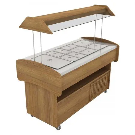 עמדת הגשה חמה בציפוי עץ 4 גסטרונומים