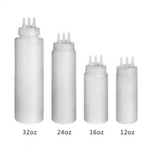 בקבוק רטבים שקוף 3 פיות 0.5 ליטר נסליין