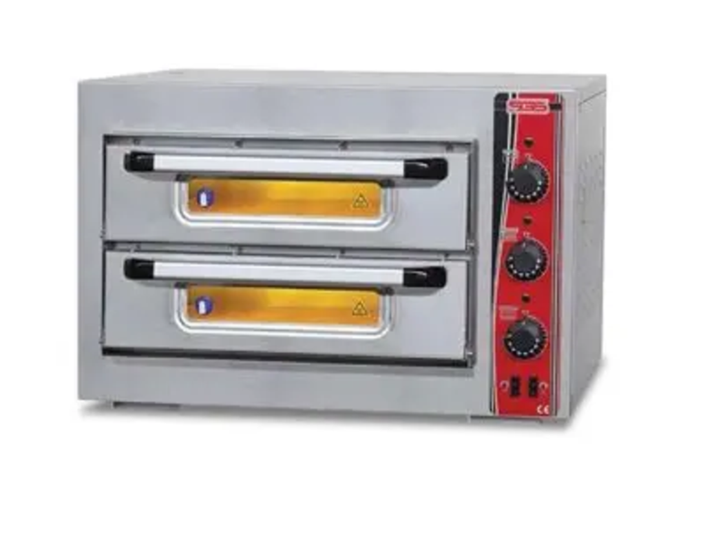 תנור פיצה דו־תאי 50×50 ס״מ – דגם אבן מקצועי PO 5050 DE תוצרת טורקיה