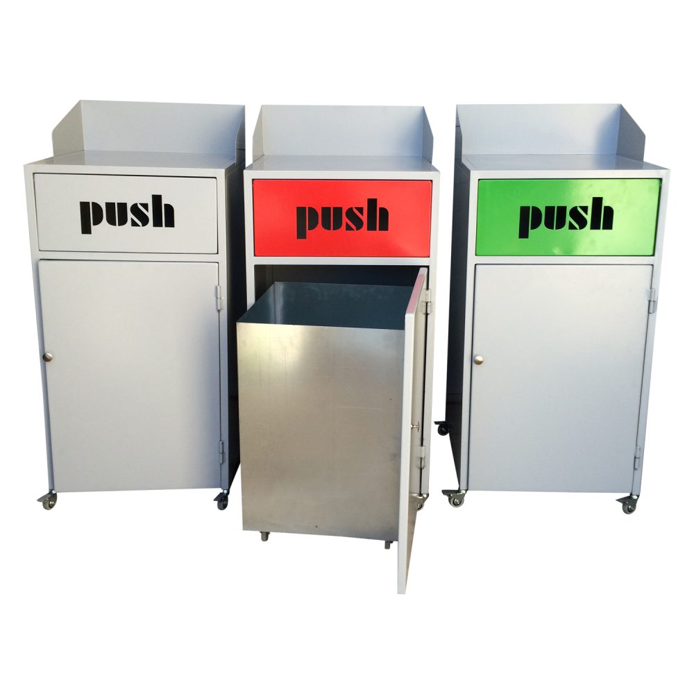 פח פינוי מגשים על גלגלים