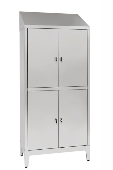 ארון אחסון נירוסטה 304 עם מנעול 4 דלתות רוחב 120 עומק 60 גובה 200 ס"מ – נירוסטה 304