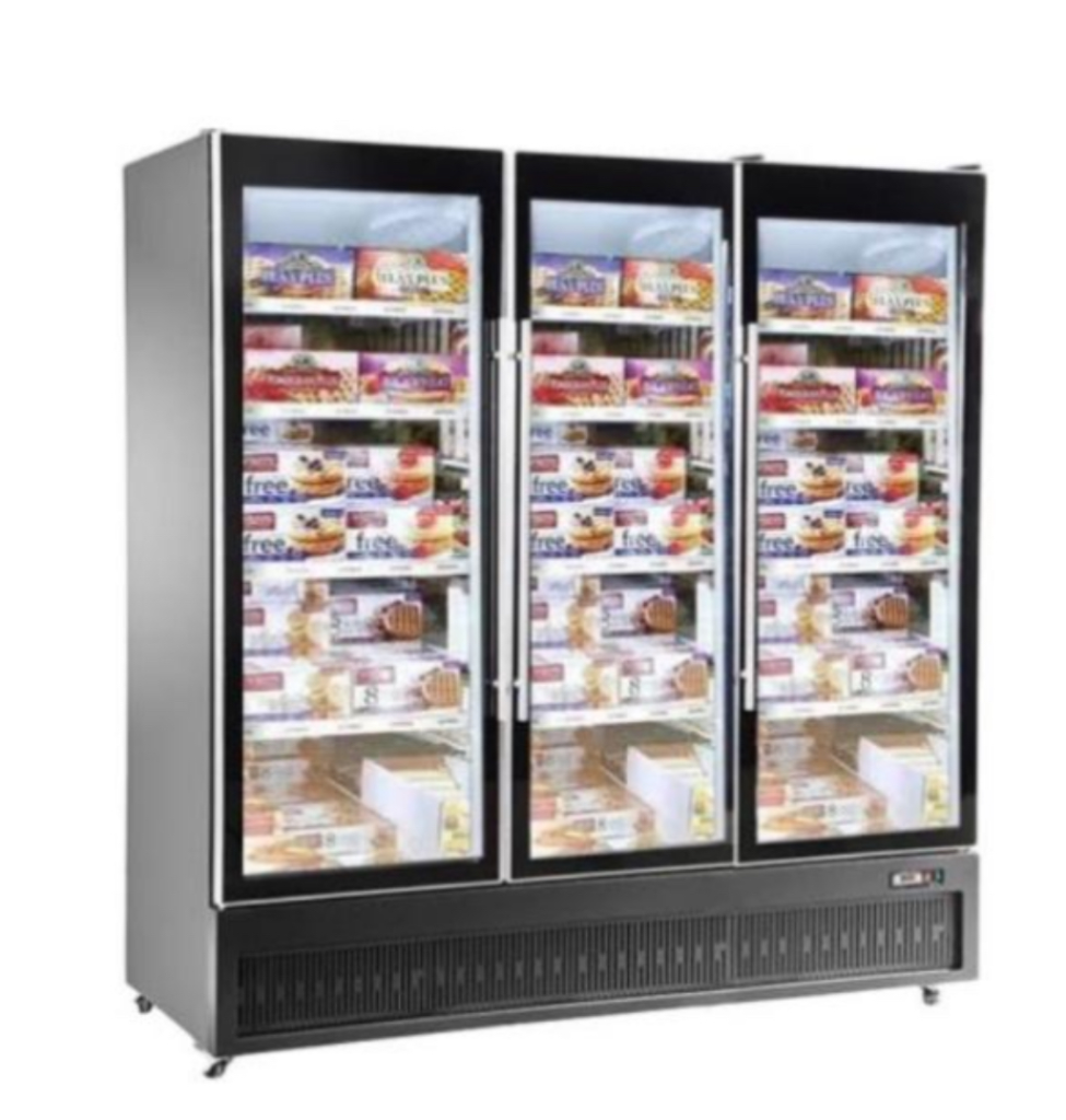 מקפיא תצוגה מפואר שלושה דלתות בצבע שחור