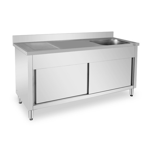 ארונית נירוסטה ‏1200/700/850 מ"מ + כיור צד שמאל במידות: ‏500/400/250 מ"מ נסליין