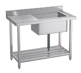 שולחן נירוסטה 180 ס"מ כיור 60 בצד ימין