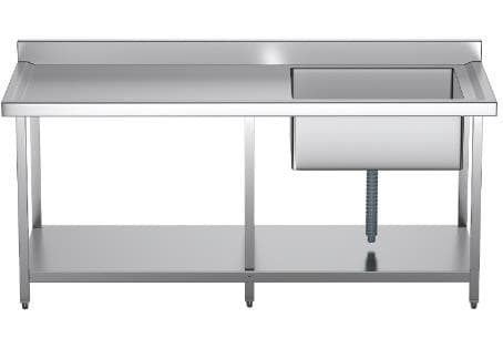 שולחן נירוסטה 220 ס"מ כיור 60 בצד ימין