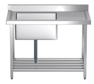 שולחן נירוסטה 150 ס"מ כיור 60 בצד שמאל