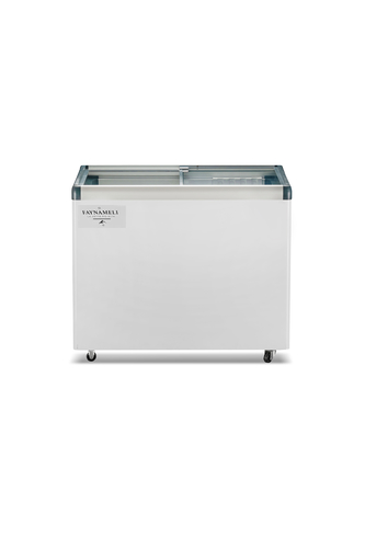 מקפיא/מקרר שוכב זכוכיות לתצוגה מלמעלה דגם RF-417PG מבית FAYNAMELI