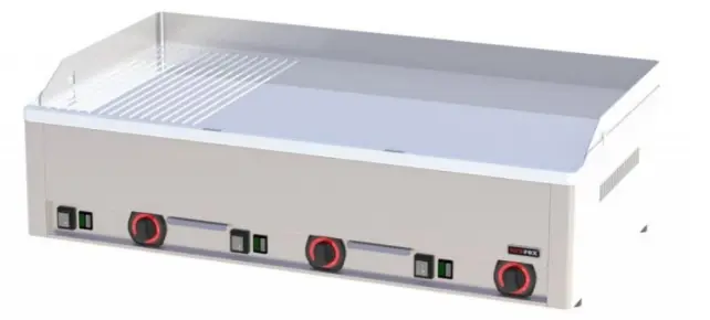 משטח גריל כרום חלק תלת-פאזי 2/3 חלק + 1/3 פסים 9000W 97x48 ייצור בצ'כיה