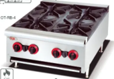 כיריים גז מקצועיות עם ארבעה מבערים מדגם Buffalo Grill בגודל 61/78