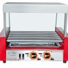מכונת גריל נקניקיות שטוחה בצבע אדום - Pro Line עם 9 רולרים